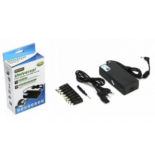 Блок питания к ноутбуку Merlion 120W Universal, ручн. регулювання, 8 роз'ємів, 1USB 5V/2.4A (YT-UPS120W) - изображение 1