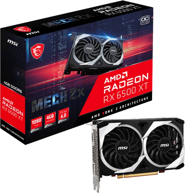 Видеокарта MSI PCI-Ex Radeon RX 6500 XT Mech 2X 4G OC 4GB GDDR6