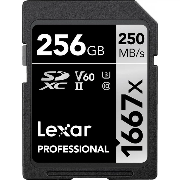 Карта пам'яті Lexar 256GB SDXC class 10 UHS-II U3 V60 1667x Professional (LSD256CB1667) - Фото 1 Карта пам'яті Lexar 256GB SDXC class 10 UHS-II U3 V60 1667x Professional (LSD256CB1667) - зображення 1