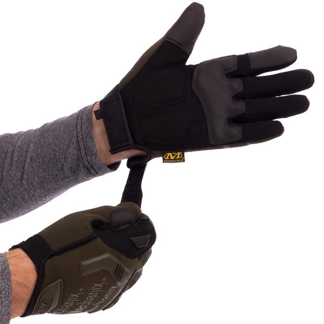 Щільні тактичні рукавички MECHANIX на липучці Для риболовлі для полювання Оливковий АН-5629 розмір L - зображення 2