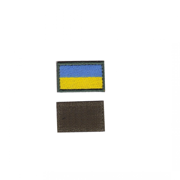 Шеврон патч на липучке флаг Украины с зеленой рамкой, желто-голубой, 5*3,5 см, Світлана-К - изображение 1