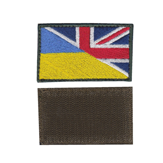 Шеврон патч на липучке флаг Украино-Британский с оливковой рамкой, 8*5 см, Світлана-К - изображение 1