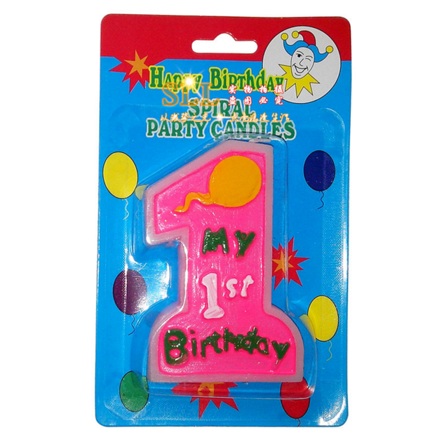 Свічки для торта Petit Candles, "Мій 1-ий день народження" велика, рожева - Фото 1 Свічки для торта Petit Candles, "Мій 1-ий день народження" велика, рожева - зображення 1