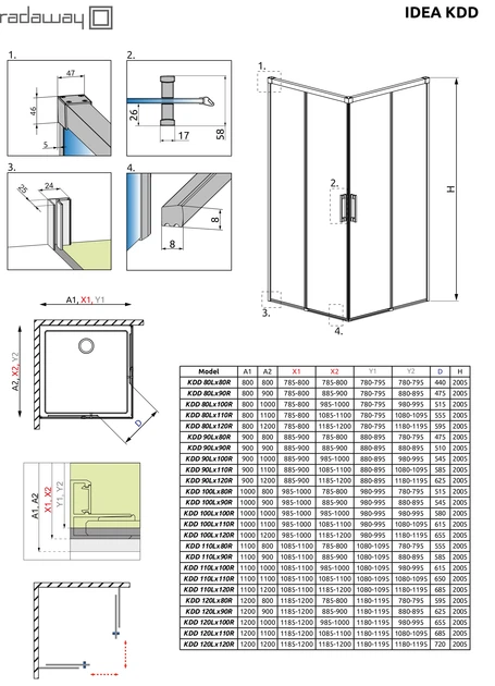 Душевая кабина RADAWAY Idea KDD 90x90 без поддона (387060-01-01L, 387060-01-01R) - изображение 11