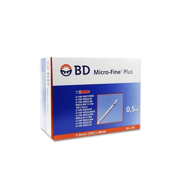 Шприц инсулиновый BD Micro-Fine 0.5 мл U-100 30G - Микрофайн - изображение 1