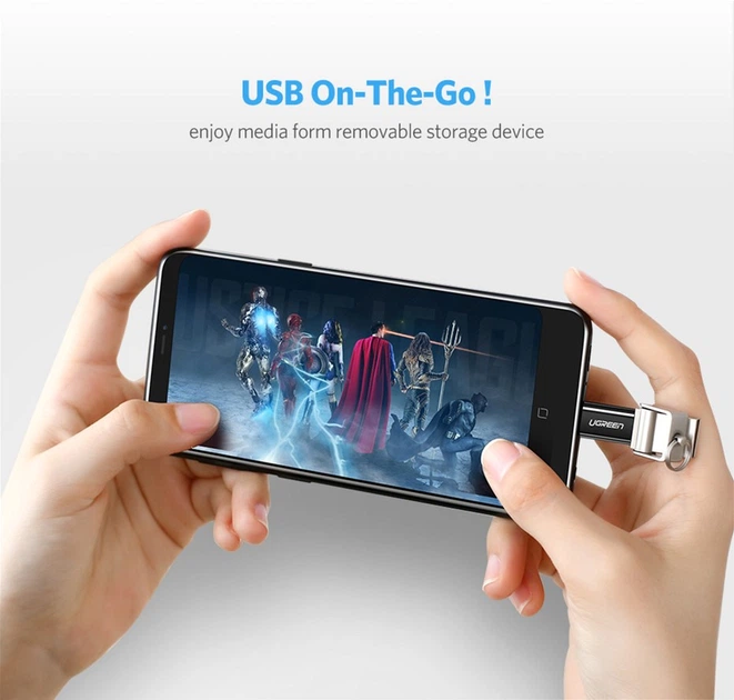 Адаптер Ugreen US157 USB Type-C to microUSB OTG Adapter Black (6957303833917) - зображення 4
