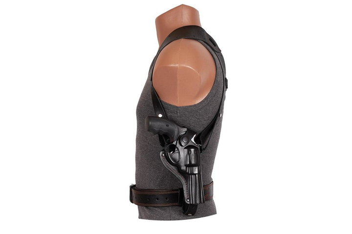 Кобура Револьвер 4 оперативная + поясная формованная кожа, чёрная - изображение 1