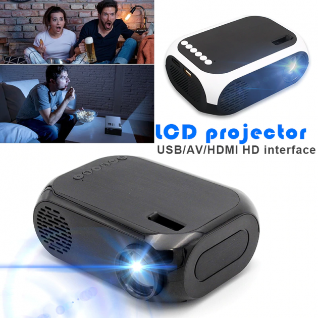 Проектор домашний мини портативный мультимедийный Full HD Led Projector YG320CX черный . - изображение 2
