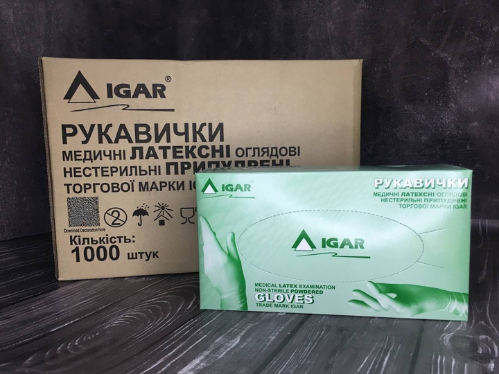 Рукавички латексні медичні IGAR M нестерильні пудровані 10 уп по 100 шт білі - зображення 2