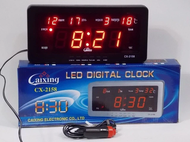 Часы LED c будильником CAIXING CX-2158 Black - Фото 1 Часы LED c будильником CAIXING CX-2158 Black - изображение 1
