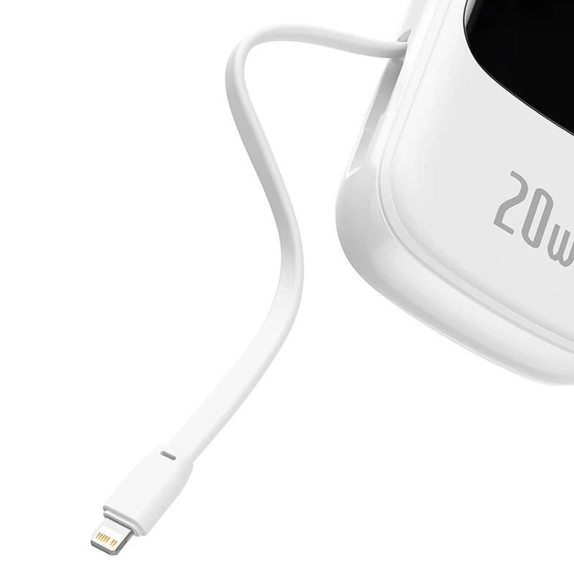 Павербанк Baseus Q Pow 20000 mAh 20W Quick Charge + кабель Lightning для iPhone/iPad/Samsung/Xiaomi/Huawei white - изображение 4