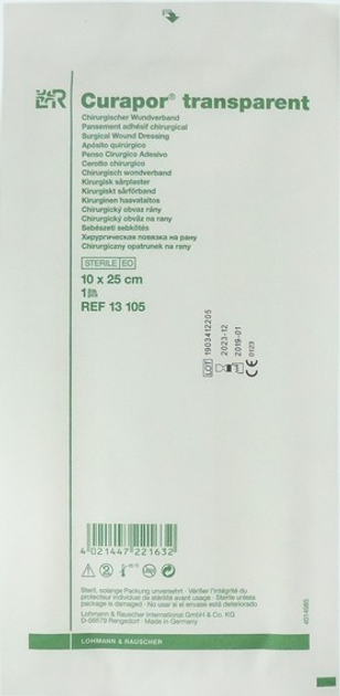 Пов’язка плівкова хірургічна з абсорбуючою подушечкою, стерильна Curapor® transparent, 10 x 25 cm (см), 25 шт. - зображення 2