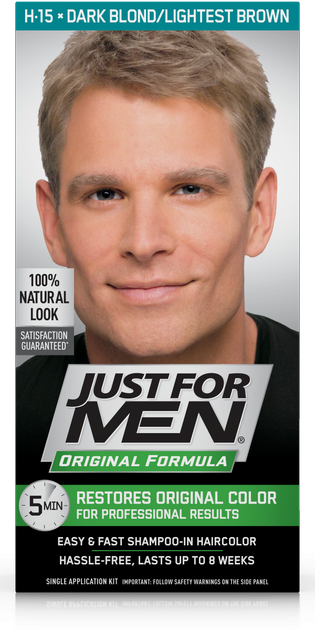 Фарба для волосся чоловіків JUST FOR MEN (H15) - Темний блондин / Русий 66 мл - Фото 1 Фарба для волосся чоловіків JUST FOR MEN (H15) - Темний блондин / Русий 66 мл - зображення 1