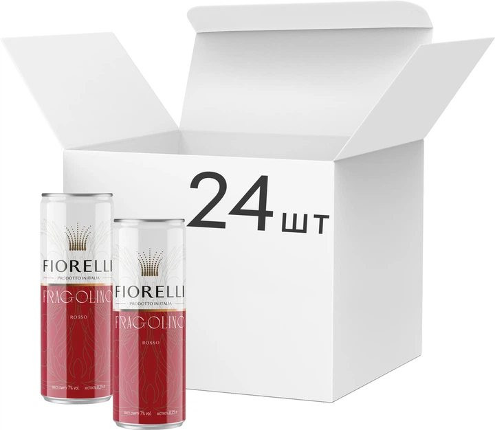 Упаковка винного напою ароматизованого Фраголіно Fiorelli Rosso червоне солодке 0.25 л x 24 шт (8002915652178) - Фото 1 Упаковка винного напою ароматизованого Фраголіно Fiorelli Rosso червоне солодке 0.25 л x 24 шт (8002915652178) - зображення 1