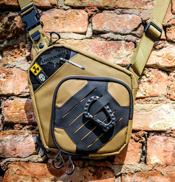 Тактическая сумка для скрытого ношения Scout Tactical EDC ambidexter bag coyot/black + органайзер и кобура в комплекте - изображение 2