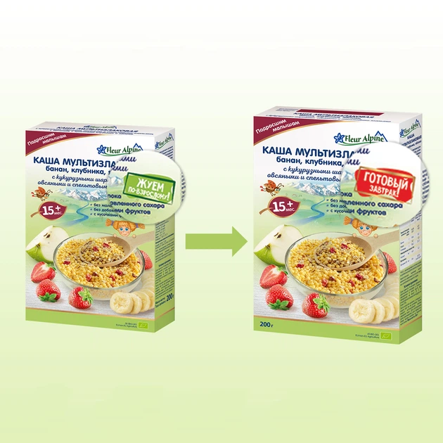 Дитяча безмолочна каша Fleur Alpine Organic Мультизлакова Банан-Яблуко-Полуниця 200 г (9010004508168) - зображення 3