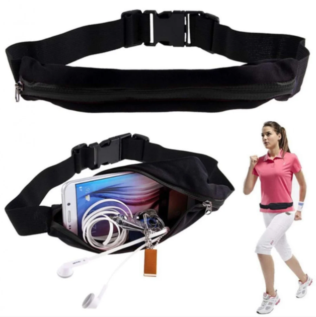 Сумка на пояс спортивная для бега фитнеса Go Runner's Pocket Belt 2 кармана эластичная растягивающаяся - Фото 4 Сумка на пояс спортивная для бега фитнеса Go Runner's Pocket Belt 2 кармана эластичная растягивающаяся - изображение 4