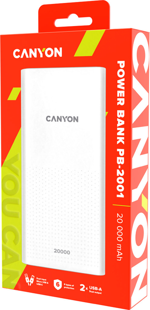 УМБ Canyon Power Bank 20000 mAh PB-2001 White (CNE-CPB2001W) - зображення 10