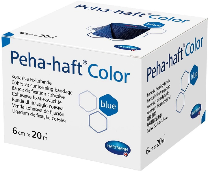 Бинт когезивний фіксувальний Hartmann Peha-haft Color синій 6 см x 20 м 1 шт. (9324732) - зображення 1