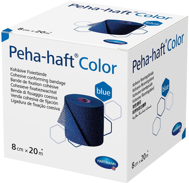 Бинт когезивный фиксирующий Hartmann Peha-haft Color синий 8 см x 20 м 1 шт (9324742) - изображение 1