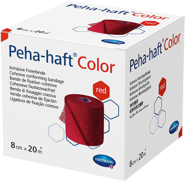 Бинт когезивный фиксирующий Hartmann Peha-haft Color красный 8 см x 20 м 1 шт (9324612) - изображение 1