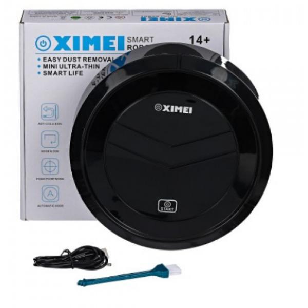 Робот-пилосос Ximei акумуляторний ультратонкий USB 23х6,2см Чорний (Smart-14) - зображення 4