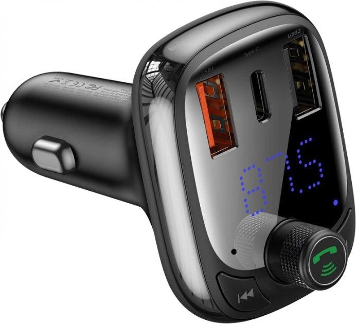 FM-трансмітер Baseus T Typed S-13 Bluetooth MP3 Charger Black (CCTM-B01) [60615] - зображення 3