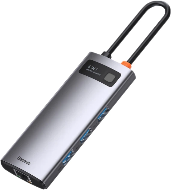 USB Hub Baseus CAHUB-CW0G Metal Gleam Series 6-in-1 Multifunctional Type-C Gray (CAHUB-CW0G) - obraz 4