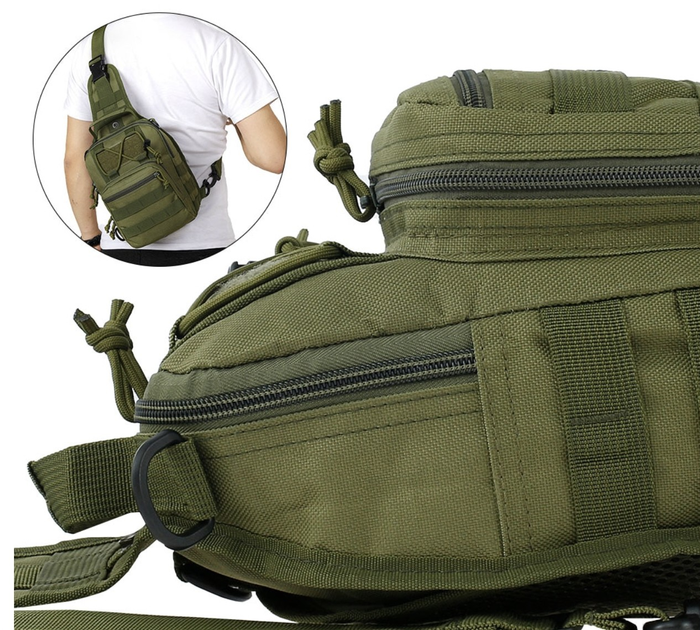 Рюкзак сумка тактическая 6 литров Зеленый - изображение 2