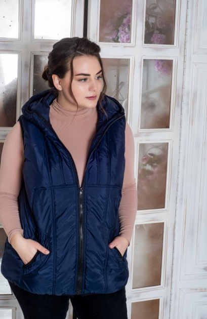 Женский теплый жилет удлиненный больших размеров MODA 0112 50 Синий ...