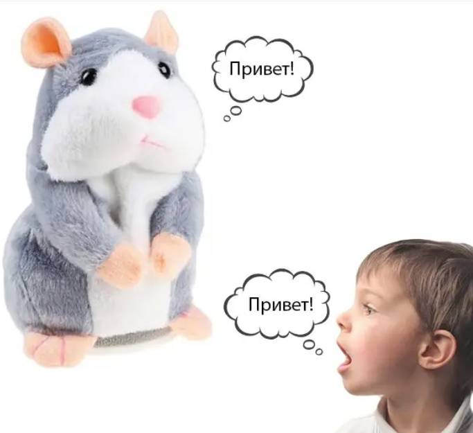 Хом'як-повторюшка, що говорить Woody Time Сірий - Фото 2 Хом'як-повторюшка, що говорить Woody Time Сірий - зображення 2