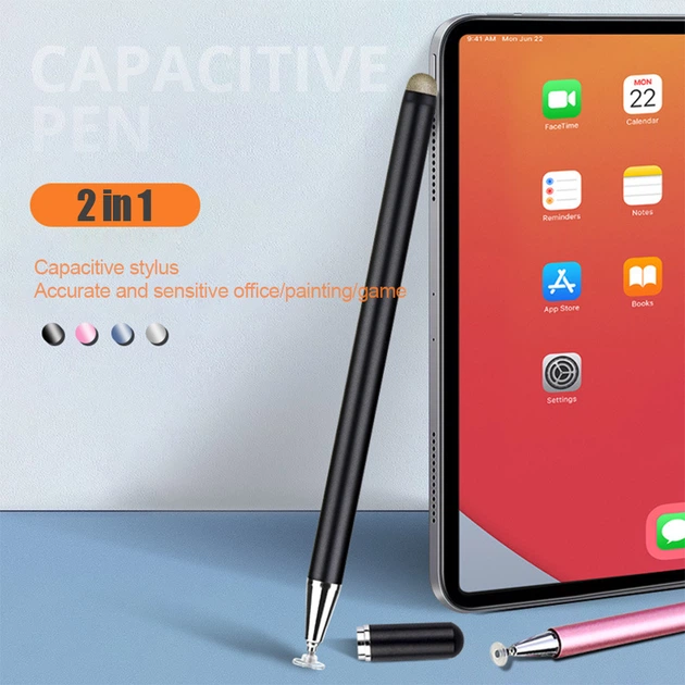Стілус універсальний Goojodoq 2 в 1 Capacitive Fiber Mini Metal Grey - зображення 6