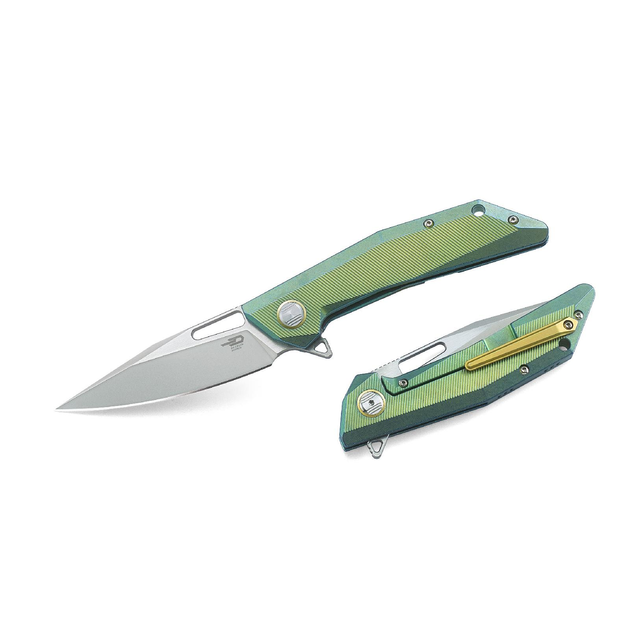 Нож складной карманный Bestech Knife SHRAPNEL Green and Gold BT1802B (90/213 мм) - изображение 1