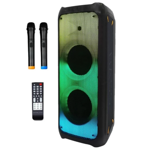 Мощная Акустическая система 2*80 Вт 2 микрофона Goldteller GT-5060 RGB LED USB/SD/FM/Bluetooth черная - Фото 2 Мощная Акустическая система 2*80 Вт 2 микрофона Goldteller GT-5060 RGB LED USB/SD/FM/Bluetooth черная - изображение 2