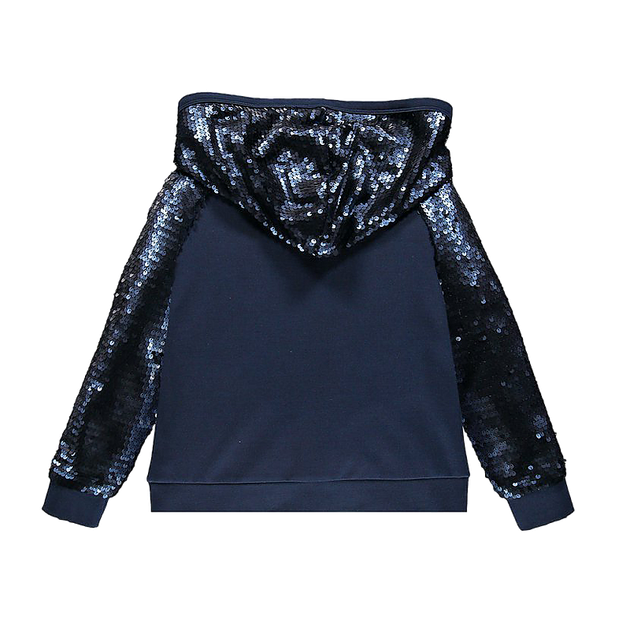 Толстовка с пайетками для девочки Brums 193BGFC008 синяя 122 - Фото 6 Толстовка с пайетками для девочки Brums 193BGFC008 синяя 122 - изображение 6