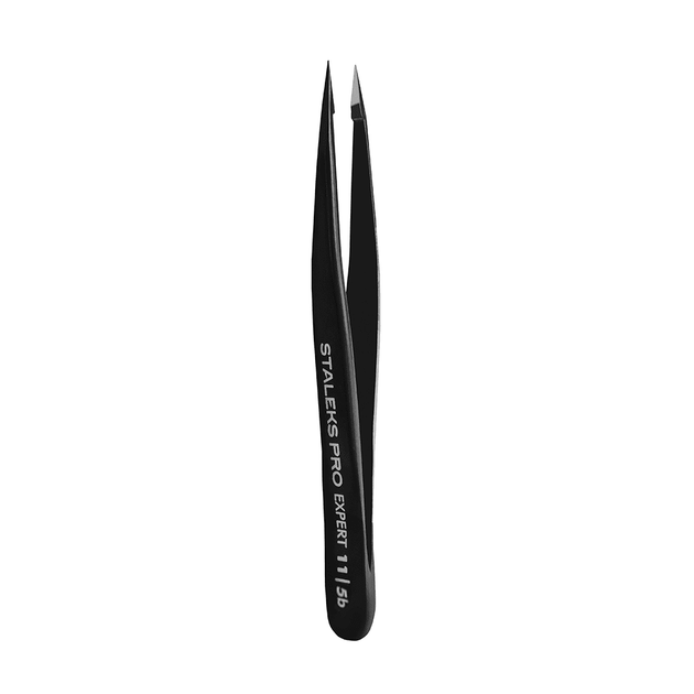 Пінцет STALEKS PRO Expert 11 Type 5b для брів точковий, чорний - TE-11/5b - изображение 3