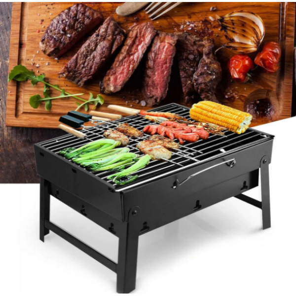 Складной барбекю гриль BBQ Grill черный, портативный мангал, жаропрочный из нержавеющей стали (ip100122) - изображение 4