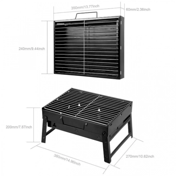Складной барбекю гриль BBQ Grill черный, портативный мангал, жаропрочный из нержавеющей стали (ip100122) - изображение 8
