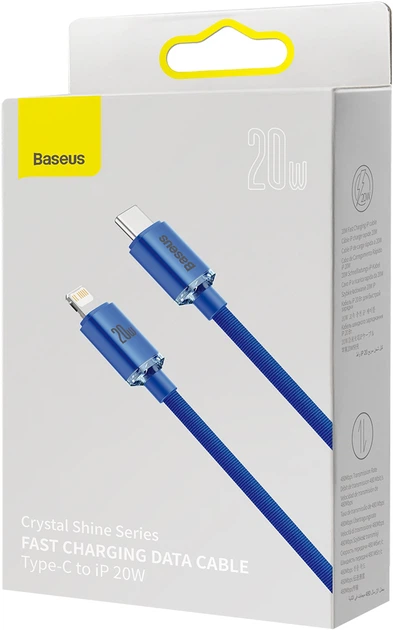 Кабель Baseus Crystal Shine Series Fast Charging Data Cable Type-C to iP 20 Вт 2 м Blue (CAJY000303) - зображення 8