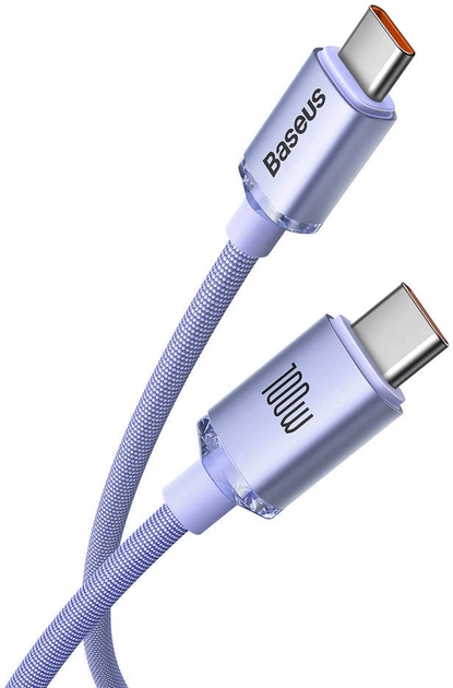 Кабель Baseus Crystal Shine Series Fast Charging Data Cable Type-C to Type-C 100 Вт 2 м Purple (CAJY000705) - зображення 2
