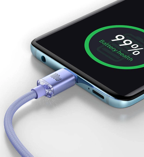 Кабель Baseus Crystal Shine Series Fast Charging Data Cable Type-C to Type-C 100 Вт 2 м Purple (CAJY000705) - зображення 9