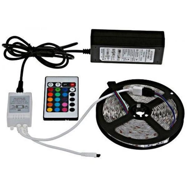 LED лента светодиодная RGB 5050 (300LED) с блоком питания и пультом комплект 5 метров защита IP68 - изображение 1