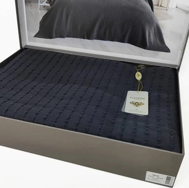 Винтажное хлопковое покрывало DIAMOND MUSLIN ANTRASIT 220х240см черный - изображение 3