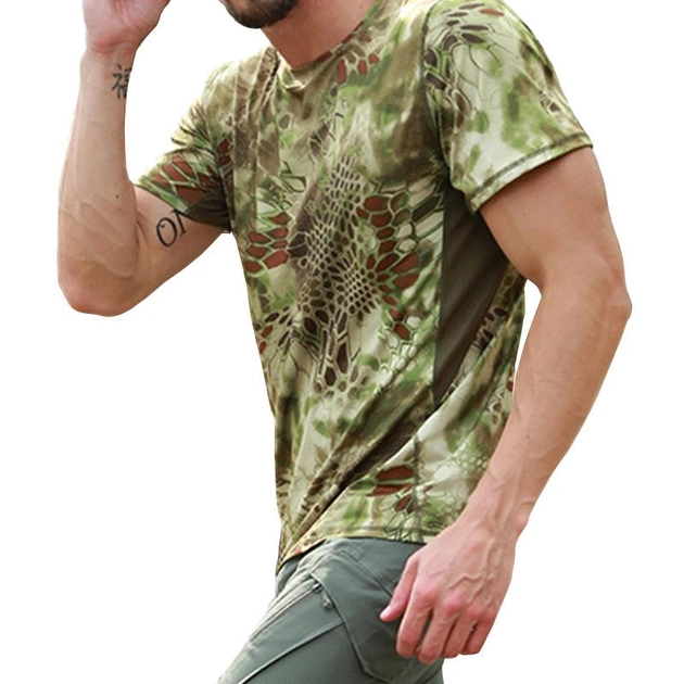 Чоловічі тактичні футболки для полювання риболовлі Lesko A159 Green XL з коротким рукавом армійська - зображення 1