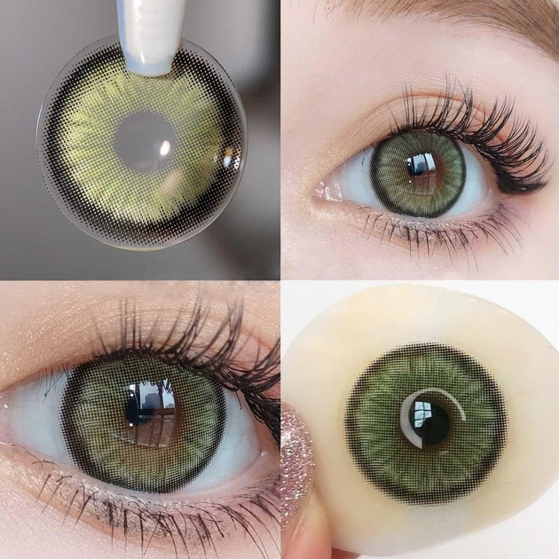 Линзы цветные Eyeshare без диоптрий зелёные Diamond Green + контейнер ...