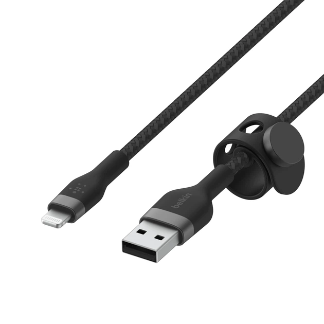 Кабель Belkin BRAIDED SILICONE USB-A — Lightning 1 м Black (CAA010bt1MBK) - Фото 3 Кабель Belkin BRAIDED SILICONE USB-A — Lightning 1 м Black (CAA010bt1MBK) - зображення 3