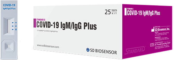 Тест SD Biosensor Standard Q COVID-19 IgM/IgG Plus для определения антител к коронавирусу 25 шт (09COV70DM) - изображение 1