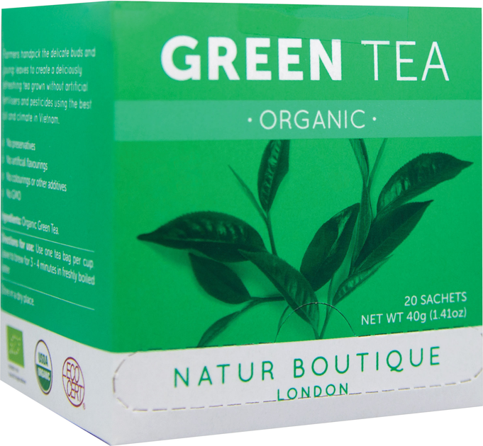 Акция на Зелений чай органічний пакетований Natur Boutique 20 фільтр-пакетів от Rozetka