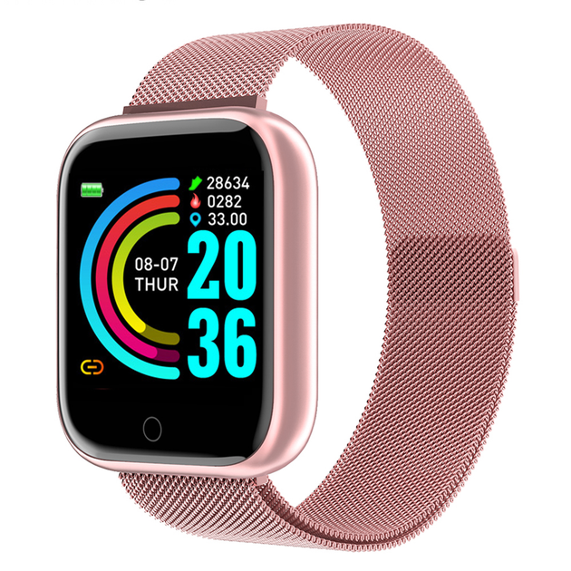 Умные часы Smart Band T80 PRO с измерением температуры тела (Розовый ...