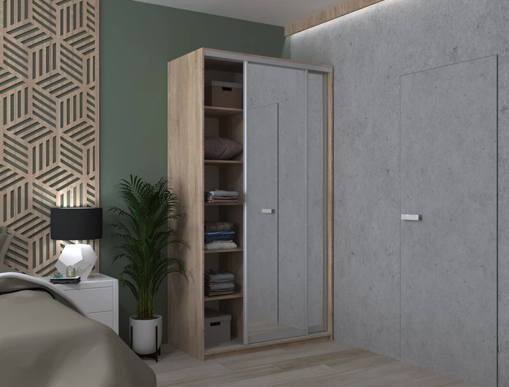 Шкаф купе Сити Лайт Doros Дуб сонома 2 Зеркала 120х45х225 см (44900068) - Фото 4 Шкаф купе Сити Лайт Doros Дуб сонома 2 Зеркала 120х45х225 см (44900068) - изображение 4